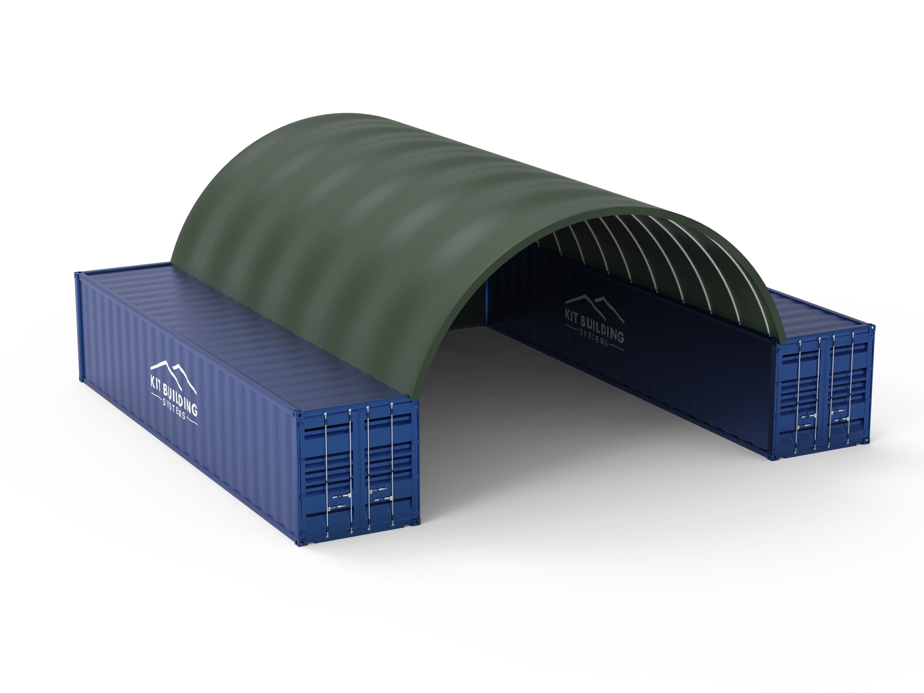 Kit Buildings Military Green / Back Panel Container Green Shelter - 26ft x 40ft x 10ft (8m x 12m x 3m)